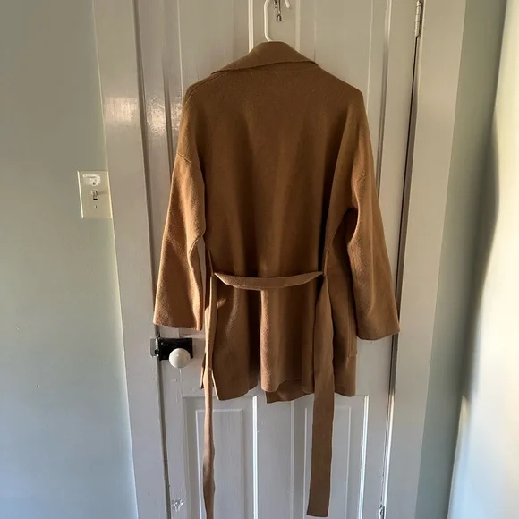Tan Oversized Wool Blend Cardigan Sweater - Picture 3 of 3